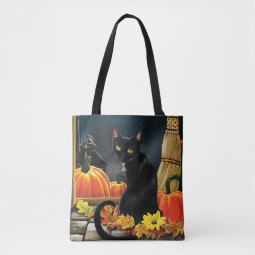 Black Halloween Cat Tote Bag