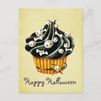 Black Halloween Cupcake Postcard