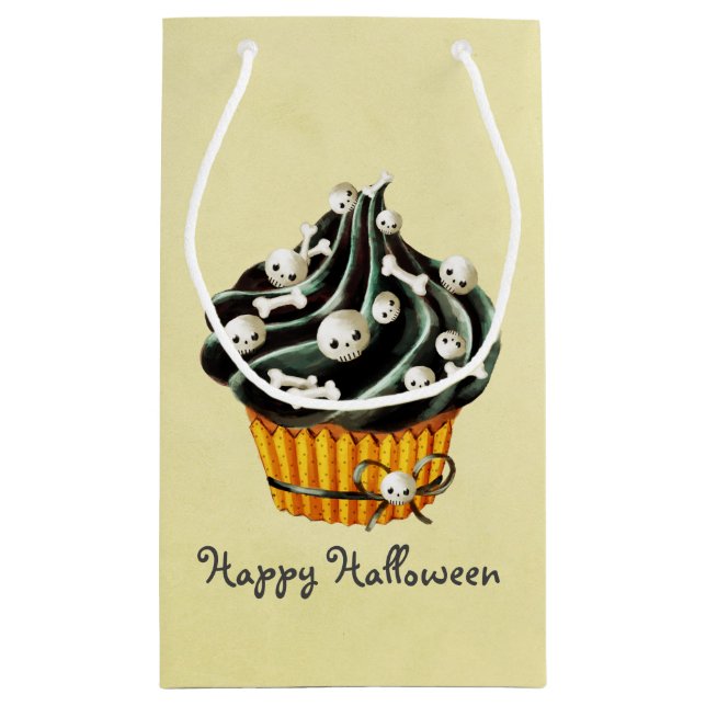 Black Halloween Cupcake Small Gift Bag (Back)