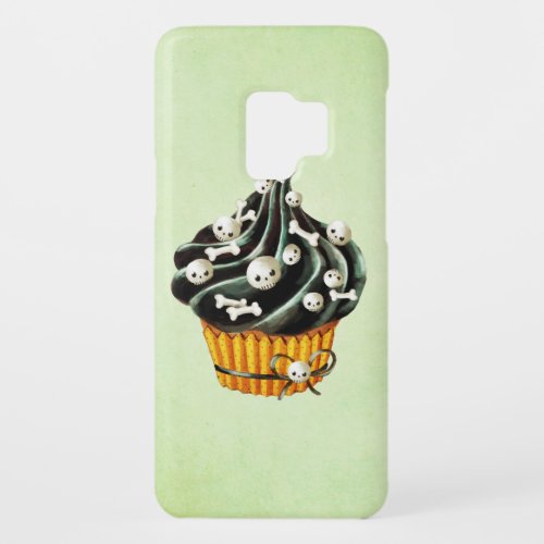 Black Halloween Cupcake with tiny skulls Case_Mate Samsung Galaxy S9 Case