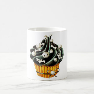 Black Halloween Cupcake with tiny skulls Coffee Mug