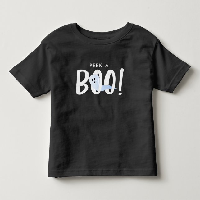 Black Halloween Cute Ghost Peek-A-Boo! Toddler T-shirt (Front)