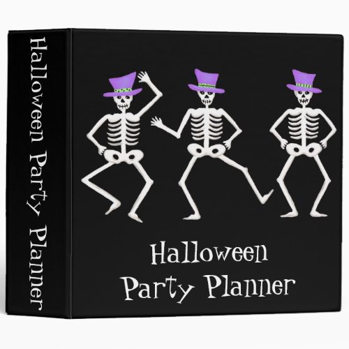 Black Halloween Dancing Skeletons Party Planner Binder