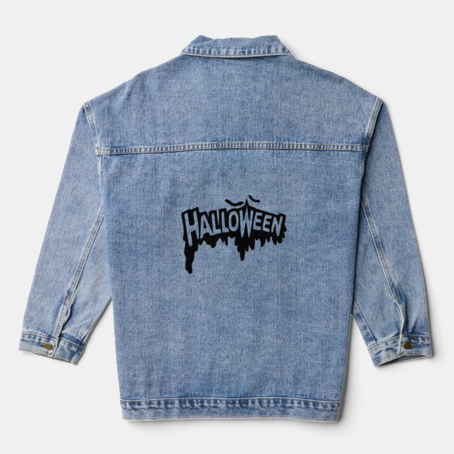 Black Halloween Denim Jacket (Back)