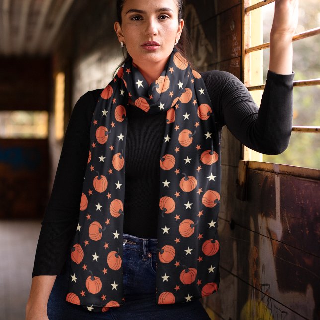 Black Halloween Fall Pumpkins And Stars Scarf (Creator Uploaded)