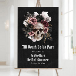 Black Halloween Floral Skull Bridal Shower Welcome Foam Board