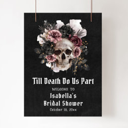 Black Halloween Floral Skull Bridal Shower Welcome Poster