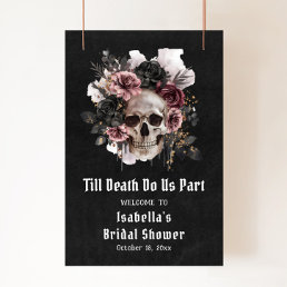 Black Halloween Floral Skull Bridal Shower Welcome Poster