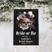 Black Halloween Floral Skull Bridal Shower Welcome