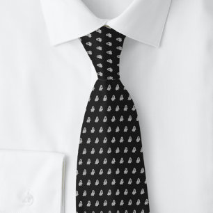 Black Halloween Ghosts Neck Tie