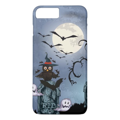 Black Halloween Owl Ghost  Flying Bats iPhone 8 Plus7 Plus Case