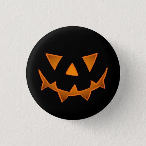 Black Halloween Pumpkin Face With Glowing Eyes Button