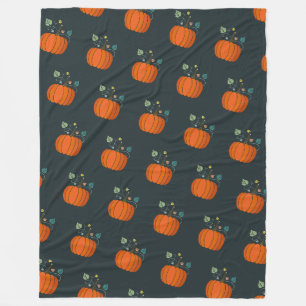 Black Halloween Pumpkin Fleece Blanket