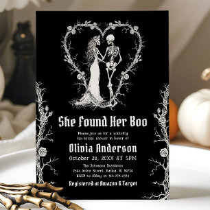 Black Halloween She Found Her Boo Bridal Shower Invitation