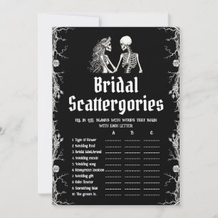 Black Halloween Skeleton Bridal Scattergories Game Invitation