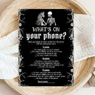 Black Halloween Skeleton What's On Your Phone Game Invitation
