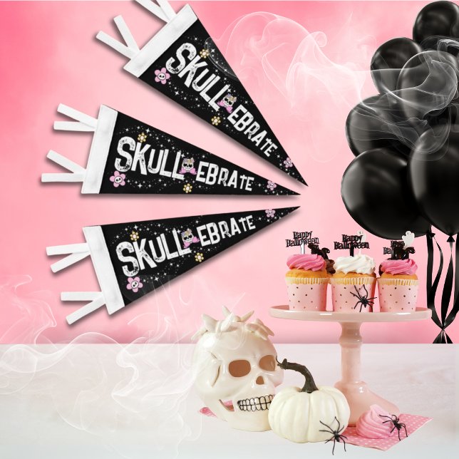 Black Halloween Skull Pennant Flag (Creator Uploaded)