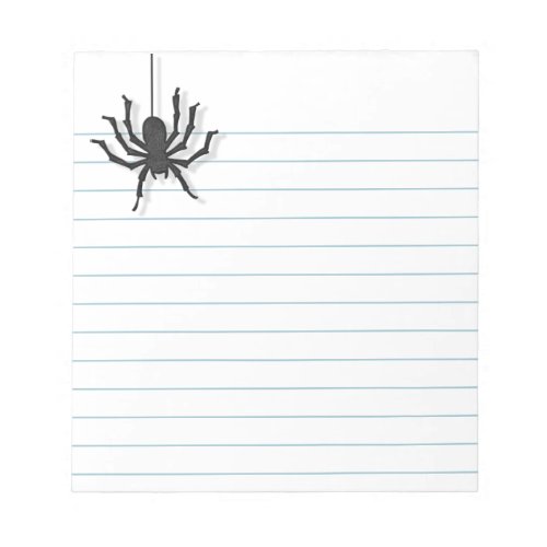 Black Halloween Spider Silhouette Lined White BG Notepad