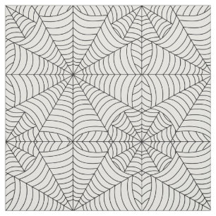 Black Halloween Spider Webs on White Fabric