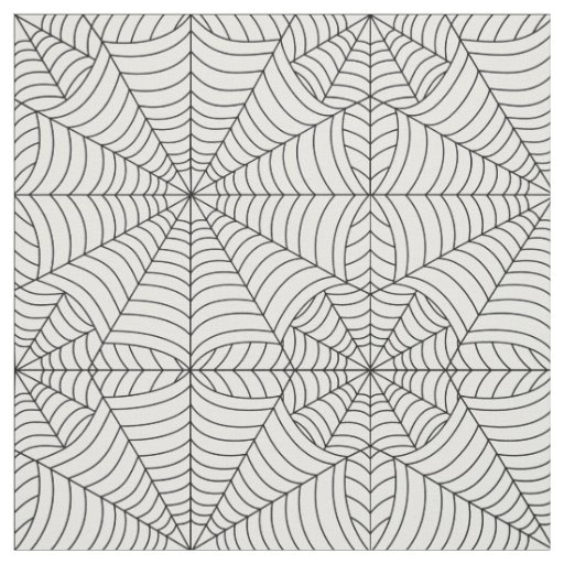 Black Halloween Spider Webs on White Fabric