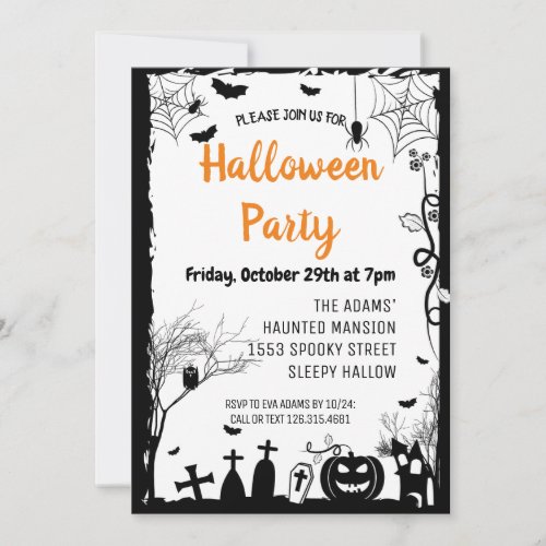 Black Halloween Spooktacular Party Invitation