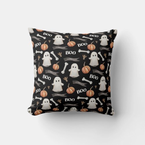 Black Halloween  Throw Pillow