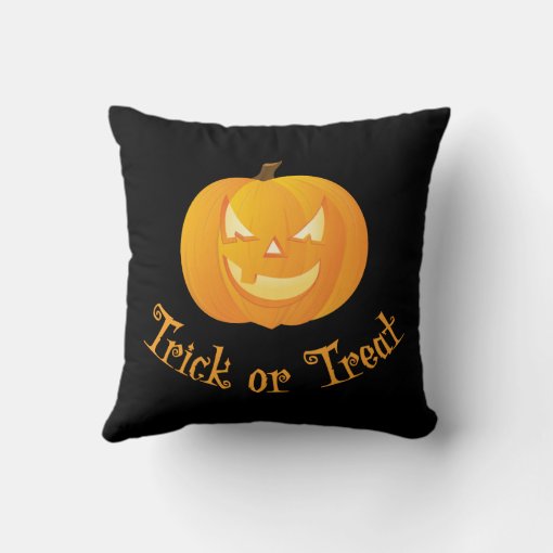 Black Halloween Throw Pillows Trick Or Treat | Zazzle