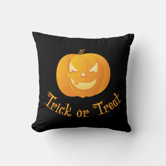 Black Halloween Throw Pillows Trick Or Treat | Zazzle