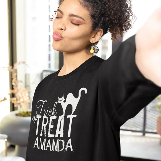 Black Halloween Trick or Treat Custom Sweatshirt (Trick or treat custom black Halloween Sweatshirt.)