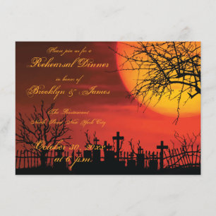 Black Halloween Wedding Rehearsal Invitations