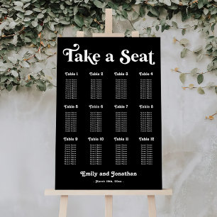 Black Halloween Wedding Seating Chart Foam Board