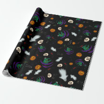 Black Halloween Wrapping Paper