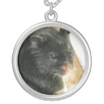 Black Hamster Photo Silver Plated Necklace
