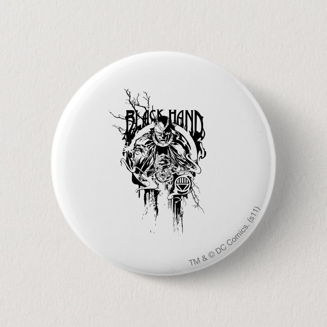 Black Hand 0 Graphic Collage, Black and White Pinback Button (Front)