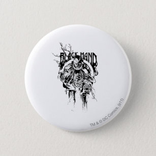 Black Hand 0 Graphic Collage, Black and White Pinback Button