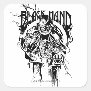 Black Hand 0 Graphic Collage, Black and White Square Sticker