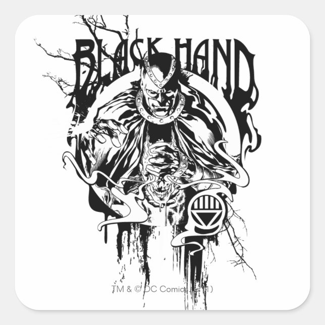 Black Hand 0 Graphic Collage, Black and White Square Sticker (Front)