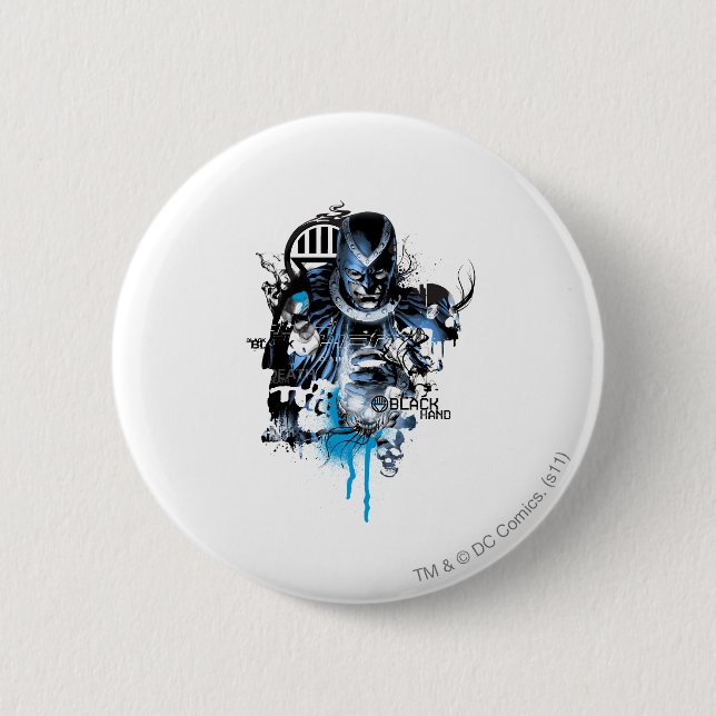 Black Hand - Blue Collage Button (Front)