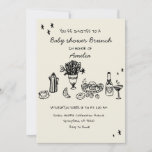 black Hand Drawn Baby Shower Brunch Invitation