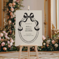 Black Hand Drawn Bow Bridal Shower Welcome