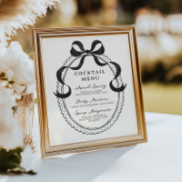 Black Hand Drawn Bow Frame Cocktail Menu