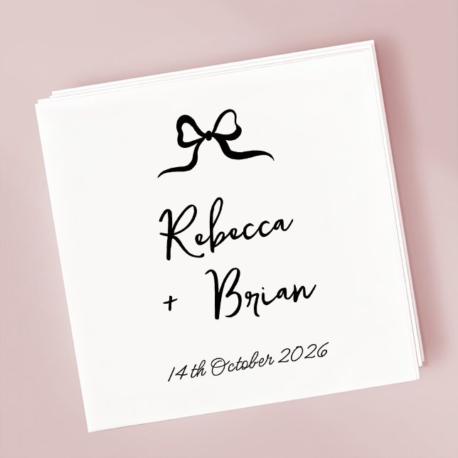 Black Hand Drawn Bow Ribbon Sketch Wedding Napkins (Creator Uploaded)