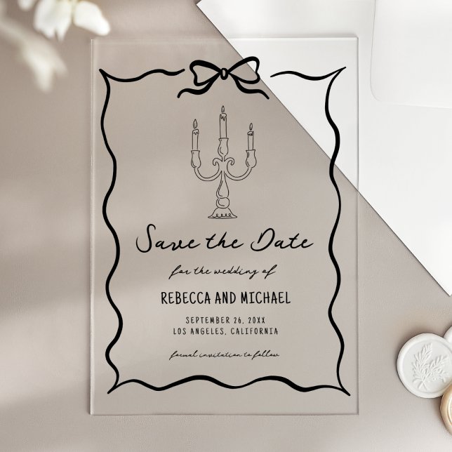 Black Hand Drawn Bow Wedding Save the Date (Creator Uploaded)