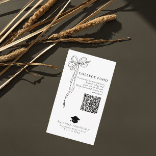 Black Hand-drawn Bow White College Fund Enclosure Card