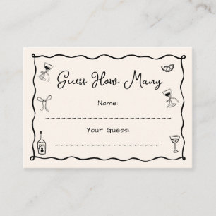 Black Hand Drawn Bridal Shower Guess How Many Card