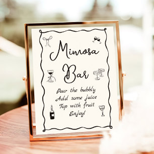 Black Hand Drawn Bridal Shower Mimosa Bar Poster