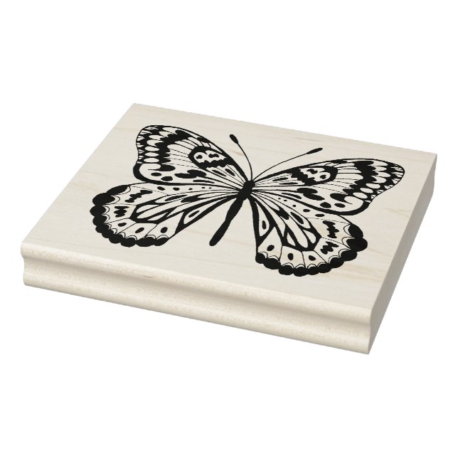 Black Hand Drawn Butterfly Rubber Stamp (Stamp)
