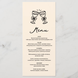Black Hand Drawn Champagne Whimsical Wedding Menu