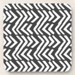Black Hand Drawn Chevron Pattern Beverage Coaster