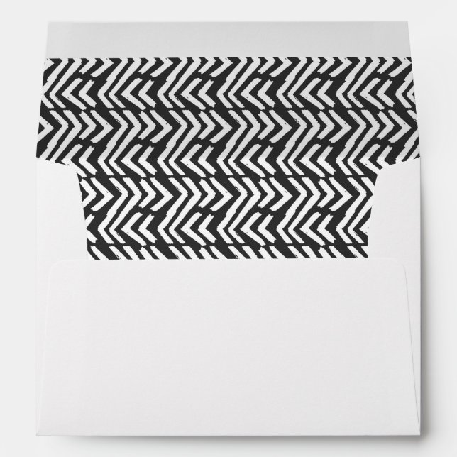 Black Hand Drawn Chevron Pattern Envelope (Back (Bottom))